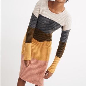 Madewell colorblock midi sweater knit dress coziest yarn sz small
